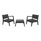 Shaf - Miami Tête à Tête | Set Muebles de Salon Exterior - Conjunto Muebles Jardin Exterior 2 Plazas | Fabricado en España con Materiales Reciclados - Color Grafito