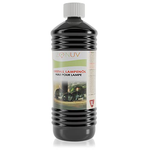 ZONUV Huile de lampe à paraffine Liquide Pure à 99% ZONUV pour les lampes à kérosène, les torches et les lampes à huile, combustible liquide, utilisation intérieure et extérieure (1 litre)