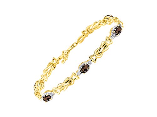 Image of RYLOS Bracelets for Women Yellow Gold Plated Silver Love Knot Tennis Bracelet Gemstone & Diamonds Adjustable to Fit 7 inch-8 inch Wrist, 5 Gorgeous 6X4MM Jewelry for Women Friendship Bracelets