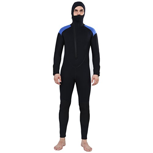 REALON Wetsuit 5mm Full Diving Suit Front Zipper Hoodie Snorkeling Surfing Suits Men
