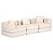 Produktbild vidaXL Pouf 3-Sitzer Modular Sitzpouf Sitzkissen Sofa Bodenkissen Loungesofa Polstersofa Schlafsofa Sofabett Gästebett Beige Stoff