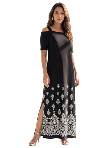 roamans formal dresses Roaman's Women's Plus Size Cold Shoulder Maxi Dress