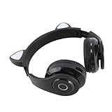 Cryfokt Kabelloses LED-Rauschunterdrückungs-Cat-Ear-5.0-Headset für Sportbedarf für Junge Leute (Black)