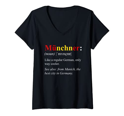 Womens Germany Flag Munich Design - Munchner Definition V-Neck T-Shirt, Black