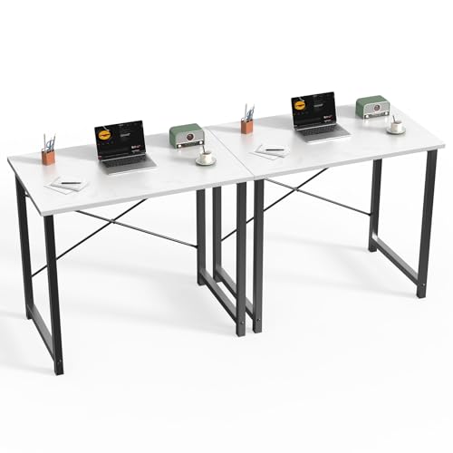 Sweetcrispy Small Computer Office Desk 32 Inch Student Study Writing Work with Metal Frame Wood Tabletop Modern Simple Home Bedroom PC Table - White, 2 Pack