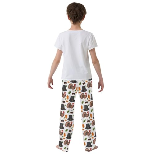 Turkey Pine Cone Boys Long Pants Soft Trousers Elastic Waist Kids Lounge Bottoms with Pockets S-XL3