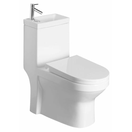 HYGIE Ensemble WC combiné avec lavabo, sortie verticale/horizontale, Blanc