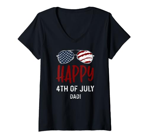 Celebrazione patriottica: Happy 4th of July Dad! - 4 luglio Maglietta con Collo a V