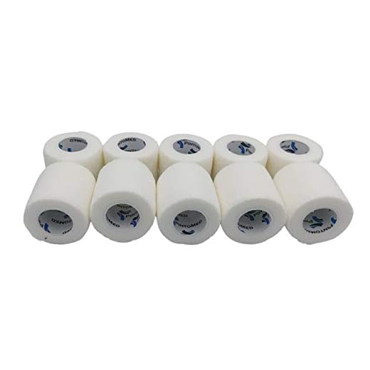 PintoMed - Venda Cohesiva - 10 x BLANCO - 10 rollos x 5 cm x 4,5 m estirado - Vendaje autoadhesiva elástica y flexible, Cinta adhesiva, Vet Wrap, Tape, Primeros auxílios y lesiones