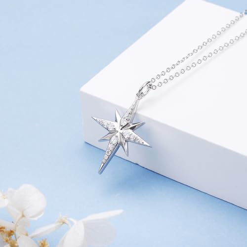 YinShan 925 sterling Silver Cubic Zirconia Star/Snowflake/Teardrop Pendant Necklace for Women2
