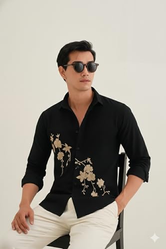 Image of Lymio Men Shirt | Premium Embroidered Shirt for Men | Long Sleeve Slim Fit Casual Shirts for Men | Trendy Wedding & Festive Ready (Packs Also Available) (01-04)
