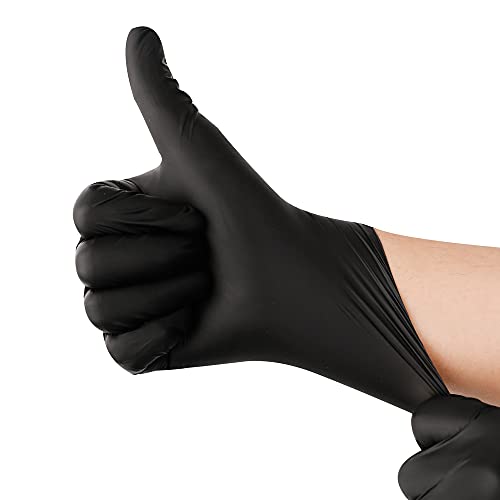 Yotu Black Disposable Nitrile Latex & Powder Free 6-Mil Gloves 100 Count, Textured, Mechanic Wearing, Cleaning, Food Black X-Large #TOP2
