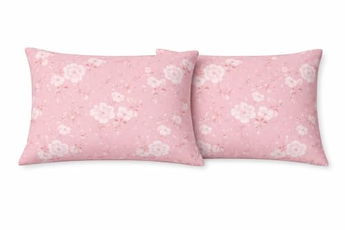Image of Microfiber Pillow Cover 17x27 Inch (Pack of 2) | Soft & Durable | Ideal for Bed & Sofa FLOORA Bloom