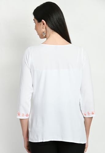 Image of QAZMI Short Kurti for Women| Rayon Cotton Embroiderd Kurta | Women