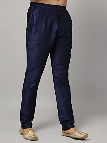 Image of Uri and MacKenzie Men's Silk Blend Solid Pathani Kurta with Readymade Pajama Pant Set