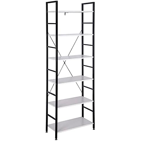 Estantería WOLTU con 6 Escalera Soporte de la Planta Estante de Almacenamianto de Madera de Acero Cover