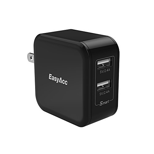 EasyAcc 24W 4.8A Wall Charger 2-Port USB Travel Charger with Foldable Plug, Smart Charge Technology for iPhone 6s, 6 Plus, iPad Pro/Air/Mini, Galaxy S7 S6 Edge and More