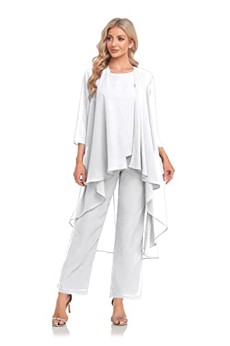 Women's 3 Pieces Chiffon Mother of The Bride Dress with Jacket Chiffon Formal Evening Dresses