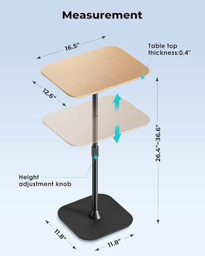 Viozon Floor Laptop Stand for Bed,Laptop Table, Small & Portable Standing Desk with Adjustable Height 26.7"-36.62", Quick Installation for Office,Conference Room,Living Room,Home Office,Bed/Sofa Side - Image 4