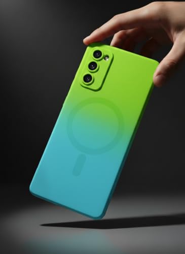 Image of amazon basics Gradient Mag-Safe Case for Samsung Galaxy S20FE 5G | Soft Silicone Shockproof Cover with Camera Protection | Slim Lightweight Design | Smooth Touch & Durable - Green & Blue