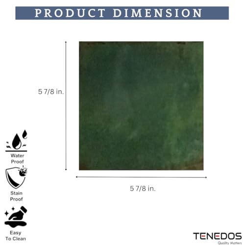 USCT Orleans Green 6x6 Glazed Artisanal Porcelain Tile – for Kitchen Backsplash, Bathroom Wall, Fireplace, Pool & Accent Areas – 1 Piece