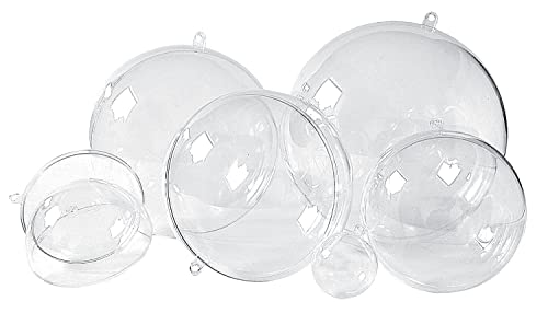 Acrylkugeln,12 Stück, Ø 8 cm, Kunststoff, teilbar, mit Aufhängeöse