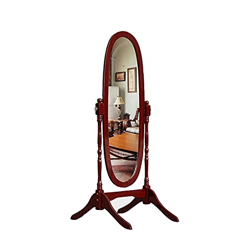 Espejo De Cuerpo Entero, Redondo, Espejo De Maquillaje, Espejo De Madera Maciza, Espejo Para El Hogar, Espejo Para Ropa, Piso, Espejo De Tocador, Espejo De Tocador ( Color : Dark color ) Cover