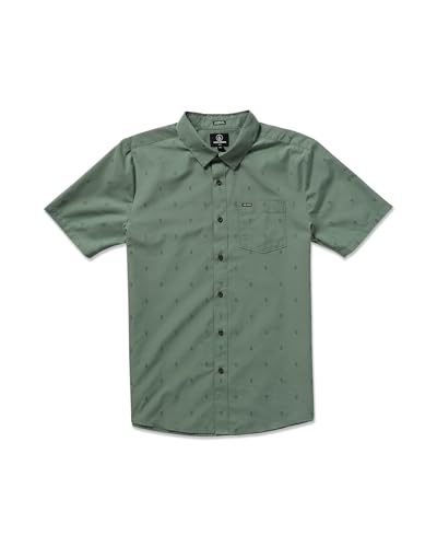 Volcom Men's Bankstone Shortsleeve Printed Woven Shirt-Lightweight Button-up, Soft Cotton Blend, Casual Fit for Summer