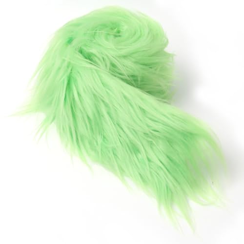 Shaggy Plush Faux Fur Fabric Precut Strips Fluorescent Green Fur