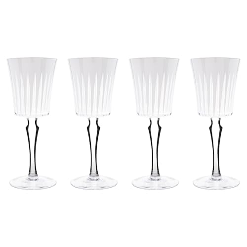 Vikko Water Glasses, Timeless Collection 8 Ounce Elegant Water Glass for Fine Dining, Set of 4 White Goblets with Stem, Dishwasher Safe