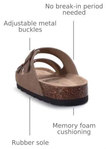 Image of KIDMI Unisex Summer Sandals Arch Support Cork Footbed Slide Sandals with Double Adjustable Buckle for Women Men