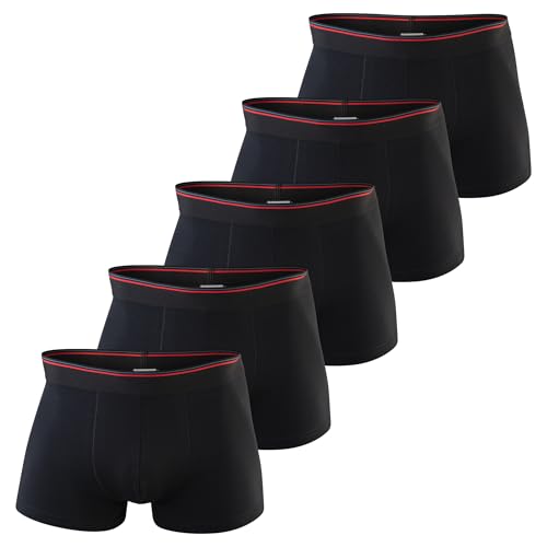 Men's No Fly Trunks, Soft and Breathable Cotton Underwear with ComfortFlex Waistband, 5-Pack
