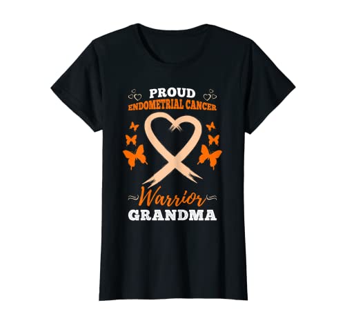 Womens Proud Endometrial Cancer Warrior Grandma Endometrial Cancer T-Shirt