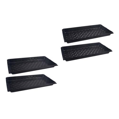 Abaodam 4個 加厚耐久プラスチック製鉢底トレイ 黒色 ガーデニング用長方形受け皿 園芸アクセサリー 鉢植え水受け や室内植栽に