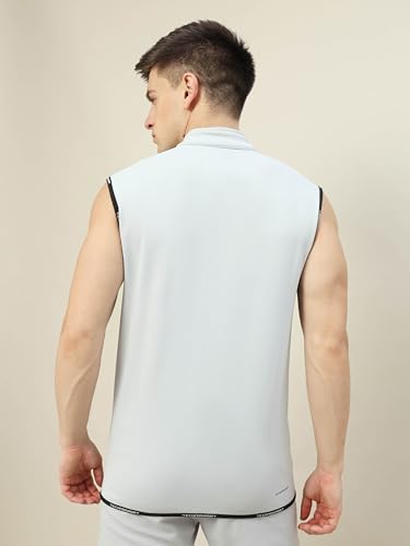 Image of TECHNOSPORT Men's Solid Slim Fit Sleeveless Fleece Regular Jacket