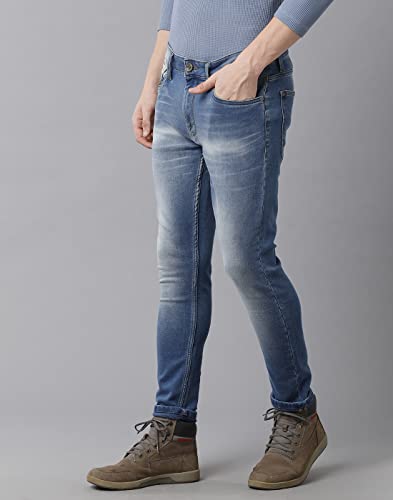 Image of VOI Jeans | Men's Track Skinny Cropped| Mid Rise Waist |Rinse Washed Fit Cropped