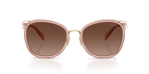 Coach Women's HC7170 Square Sunglasses, Light Gold/Pink/Brown Gradient Polarized, 56 mm