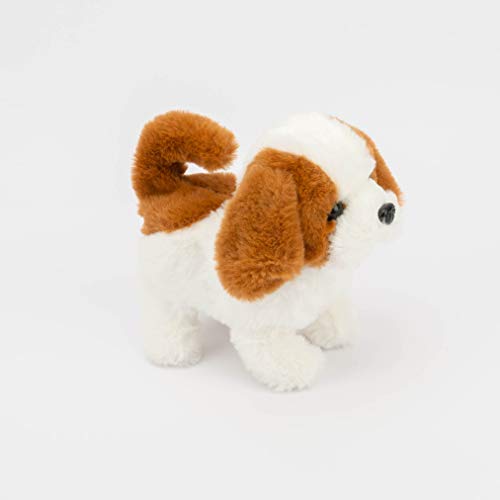 Plush White Labrador Electronic Interactive Toy Walking,Barking,Wagging Tail,Stretching Puppy Dog 7 Inches Gifts for Kids (Saint Bernard)