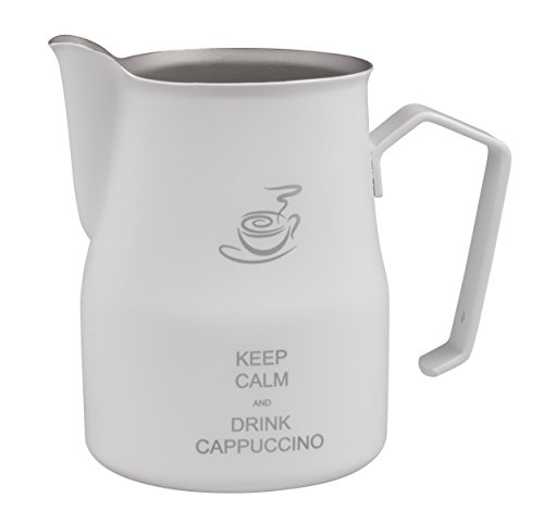 Metallurgica Motta Keep Calm Brocca per Latte, Acciaio Inox, Bianco