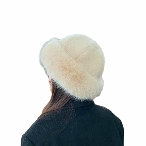 HUBGFEQ Women's Fashionable Beanie, Cute Winter Beret, Fluffy Ski and Cycling Hat, Beige