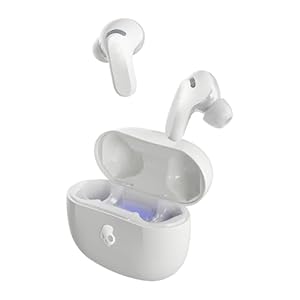 Skullcandy Rail ANC – Auriculares inalámbricos con cancelación de ruido, batería de 27 horas, micrófono, funciona con dispositivos iPhone Android y Bluetooth, color blanco (Bone)