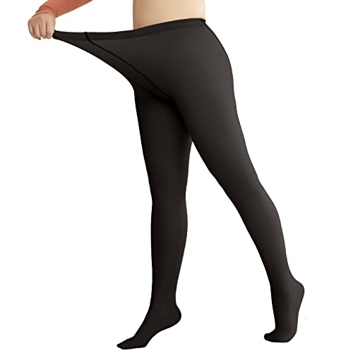 Sfit Collant Femme Chaud Hiver Collants Doublé Polaire Grande Taille Translucide Slim Extensible Thermiques en Plein Air Jambes Minceur Effet Push-Up(Noir uni(pied Plein),260g) Cover