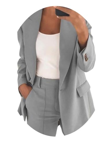 ORANDESIGNE Tailleur Donna Eleganti Moda Business OL Formale Maniche Lunghe Blazer Giacca Due Pezzi Set per Business Pantaloni da Completo Set Tute Donna Eleganti Lunghe per Primavera A Grigio XS ORANDESIGNE Tailleur Donna Eleganti Moda Business OL Formale Maniche Lunghe Blazer Giacca Due Pezzi Set per Business Pantaloni da Completo Set Tute Donna Eleganti Lunghe per Primavera A Grigio XS
