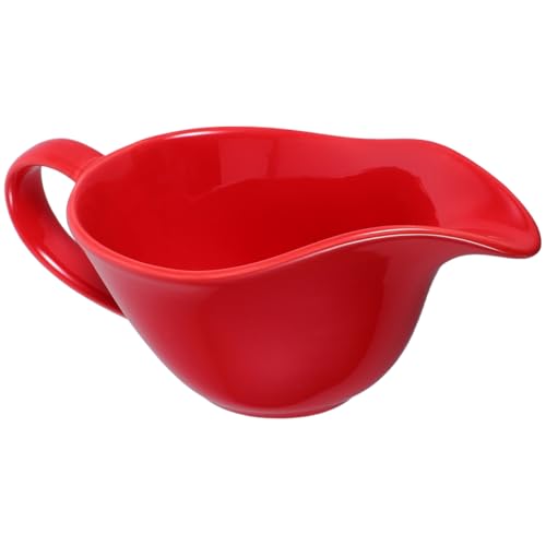 Tazón mezclador con pico de porcelana rojo miniatura 1