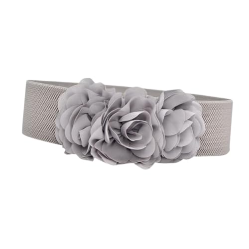 Women Wide Elastic Waist Belt, Flower Cinch Belt, Stretch Waist Band for Dress
