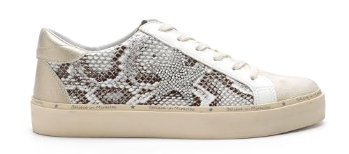 Image of Mi.iM Gaby Rubber Sole Lace-up Snake Print Suede Star Sneakers (Snake, US Footwear Size System, Adult, Women, Numeric, Medium, 11)