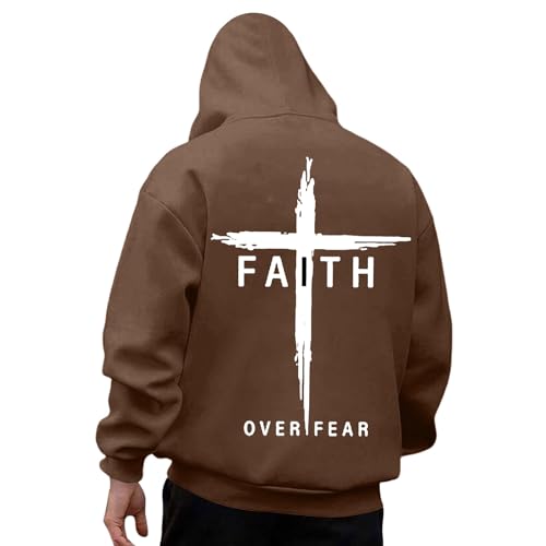 Generisch Sudadera con capucha para hombre, diseño de rayas cruzadas, suave, monocolor, cómoda, transpirable, con capucha, estilo hipster, ropa de calle, sudadera con capucha, ligera, marrón, XL