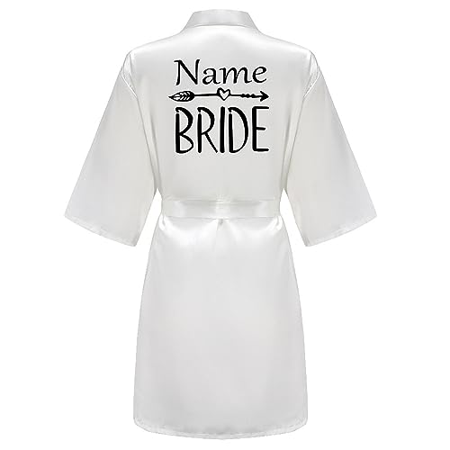 JPHCHSC Personalizado Kimono Bata Satin para Mujer Albornoces Batas Novia Pijamas de Boda Dama de Honor Suave Sexy 63