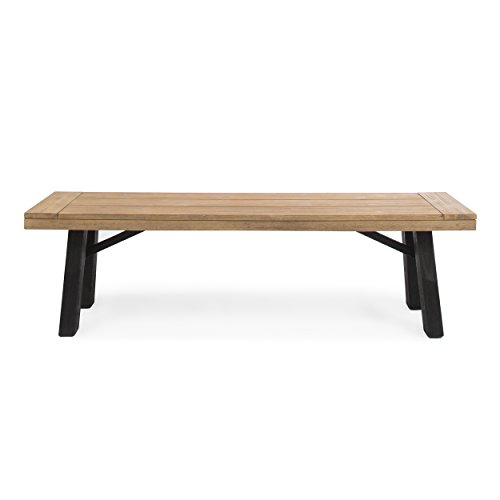 image for Christopher Knight Home Bettina Outdoor Acacia Wood Dining Bench with 