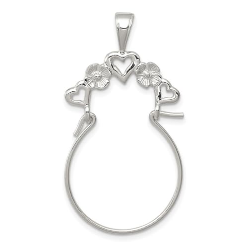 Collar con colgante de corazón de plata de ley 925 pulida maciza, mide 42 x 20 mm de ancho, dije para mujer, Plata de ley